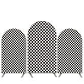 Aperturee Black And White Plaid Happy Birthday Arch Backdrop Kit